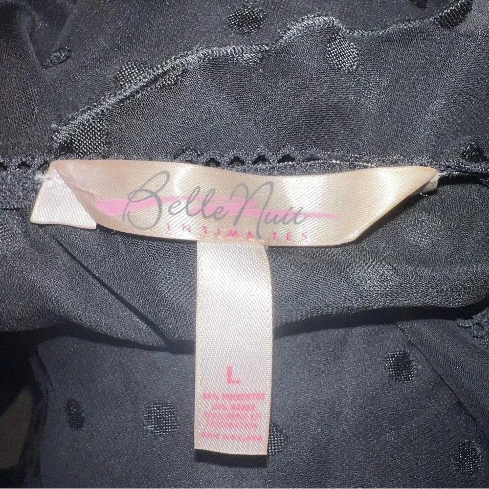 Vintage Belle Nuit Black Layered Polka Dotted Chemise Size Large